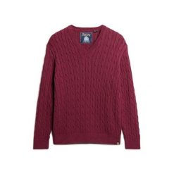 Oversize sweter w splotami z dekoltem w serek dla kobiet Superdry. Zielone swetry damskie Superdry., m, bez wzorów, z bawełny, eleganckie, bez kołnierzyka, bez ramiączek, bez kaptura. Za 275.50 zł.
