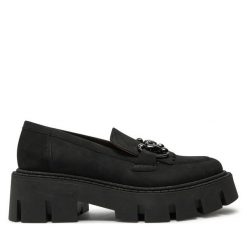 Półbuty R.Polański. Czarne półbuty damskie R.Polański, bez wzorów, bez obcasa, na płaskiej podeszwie, bez zapięcia. Za 379.99 zł.