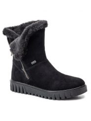 Rieker Botki Y3470-00 Czarny. Czarne botki damskie Rieker, ze skóry, bez obcasa, na płaskiej podeszwie, bez zapięcia. Za 335.99 zł.