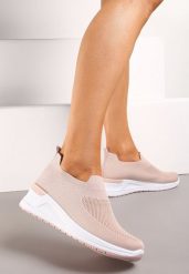 Różowe Casualowe Buty Sportowe na Platformie bez Zapięcia Winulla. Czerwone obuwie sportowe damskie Renee, bez wzorów, z materiału. Za 49.99 zł.