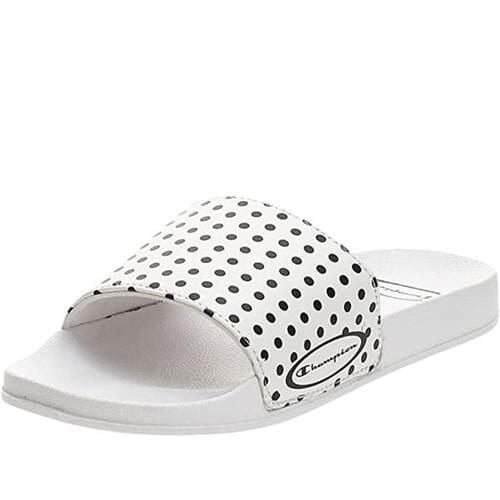 Klapki damskie Champion Ibiza Slide. Białe klapki damskie Champion, bez wzorów, z materiału, bez obcasa. Za 47.40 zł.