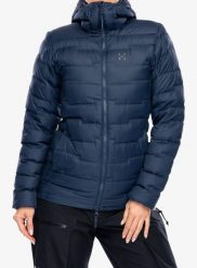 Kurtka puchowa damska Haglofs ROC Flash Down Hood. Niebieskie kurtki damskie Haglöfs, xs, bez wzorów, z materiału, bez kaptura. Za 1,084.75 zł.