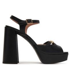 Sandały LOVE MOSCHINO. Czarne sandały damskie Love Moschino, bez wzorów, bez obcasa, na słupku, bez zapięcia. Za 1,669.00 zł.