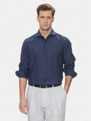JOOP! Koszula 17 JSH-146Pai-W 30046075 Granatowy Slim Fit. Niebieskie koszule męskie JOOP!, m, bez wzorów, ze lnu, bez kołnierzyka, bez ramiączek. Za 339.99 zł.