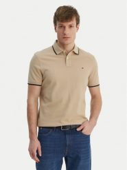 Tommy Hilfiger Polo Pique MW0MW42749 Beżowy Regular Fit. Brązowe koszulki polo męskie Tommy Hilfiger, m, bez wzorów, z bawełny, bez ramiączek. Za 369.99 zł.