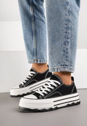 Czarne Trampki na Grubej Podeszwie pod Kostkę Adsoria. Czarne trampki i tenisówki damskie Born2be, bez wzorów, z jeansu, klasyczne, bez zapięcia. Za 74.99 zł.