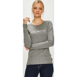 Emporio Armani - Bluzka. Szare bluzki damskie Emporio Armani, z nadrukiem, z bawełny, casualowe, z okrągłym kołnierzem. Za 219.90 zł.
