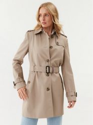Tommy Hilfiger Trencz Heritage Single WW0WW24966 Beżowy Regular Fit. Brązowe płaszcze damskie Tommy Hilfiger, xxl, bez wzorów, z bawełny, bez kaptura. Za 899.99 zł.