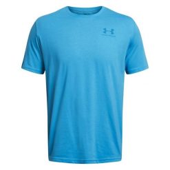 Męska Koszulka Sportowa. Niebieskie koszulki sportowe męskie Under Armour, m, bez wzorów, bez kołnierzyka, bez ramiączek, trekkingowe. Za 142.99 zł.