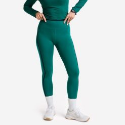 Legginsy fitness damskie Domyos. Zielone legginsy damskie DOMYOS, l, bez wzorów, z elastanu. Za 129.99 zł.