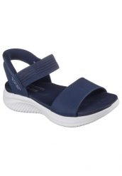 Sandały SKECHERS SLIP INS - SUMMERVILLE Niebieski. Niebieskie sandały damskie Skechers, bez wzorów, z materiału, bez obcasa, bez zapięcia. Za 297.99 zł.