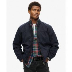 Klasyczny Harrington. Niebieskie bluzki z długim rękawem męskie Superdry., m, bez wzorów, eleganckie, bez kołnierzyka. W wyprzedaży za 483.70 zł.