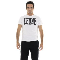 Koszulka oddychający oddychający z bawełna na trening. Białe buty sportowe męskie LEONE 1947 APPAREL, z bawełny, bez zapięcia, na fitness i siłownię. W wyprzedaży za 73.68 zł.