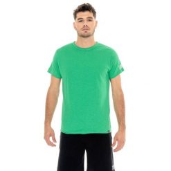 Koszulka z bawełna na siłownia na czas wolny. Zielone buty sportowe męskie LEONE 1947 APPAREL, bez wzorów, z bawełny, bez kołnierzyka, bez ramiączek, na fitness i siłownię. W wyprzedaży za 69.47 zł.