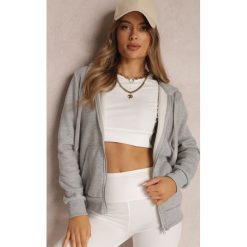 Szara Bluza z Kapturem Zapinana na Suwak Edan. Szare bluzy damskie Renee, s, bez wzorów, z jeansu, z kapturem. Za 44.99 zł.
