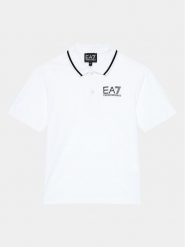 EA7 Emporio Armani Polo 8NBF51 BJ02Z 1100 Biały Regular Fit. Białe t-shirty dla chłopców EA7 Emporio Armani, bez wzorów, z bawełny, bez ramiączek. Za 229.99 zł.