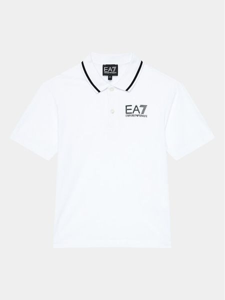 EA7 Emporio Armani Polo 8NBF51 BJ02Z 1100 Biały Regular Fit. Białe t-shirty dla chłopców EA7 Emporio Armani, bez wzorów, z bawełny, bez ramiączek. Za 209.99 zł.