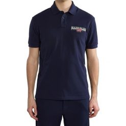 Koszulka polo męska Napapijri E-Aylmer. Niebieskie koszulki polo męskie Napapijri, l, bez wzorów, bez ramiączek. Za 209.99 zł.