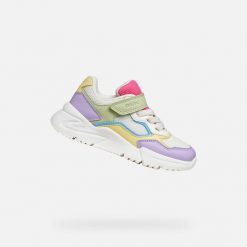 Buty GEOX J LOFTUS Wielokolorowy. Białe obuwie sportowe damskie Geox, bez wzorów, z syntetyku, do biegania. Za 234.90 zł.