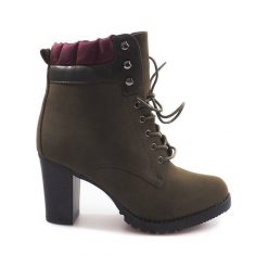 Zielone Wiązane Botki Workery A-151 Zielony. Zielone botki damskie ButyModne, z materiału, eleganckie, bez obcasa, bez zapięcia. Za 119.00 zł.