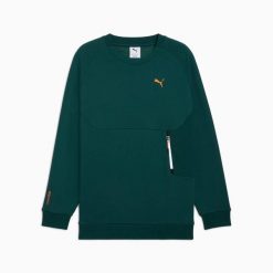 Bluza sportowa męska Puma PUMATECH RELAXED CREW FL 63343675. Zielone bluzy męskie Puma, l, bez wzorów, z bawełny, bez kaptura. Za 254.86 zł.