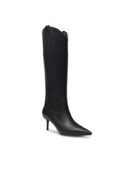Nine West Kowbojki ZARIYA 909001 Czarny. Czarne kozaki damskie Nine West, ze skóry, bez obcasa, na szpilce. Za 329.99 zł.