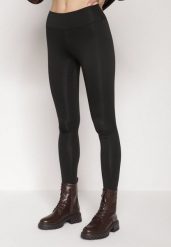 Czarne Klasyczne Legginsy z Regularnym Stanem Ralindia. Czarne legginsy damskie Born2be, l, bez wzorów, z jeansu, długie, na fitness i siłownię. Za 39.99 zł.