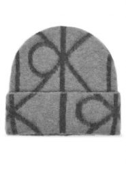 Calvin Klein Czapka Emblem Aop Brushed LV04D8071G Szary. Szare czapki i kapelusze damskie Calvin Klein, na zimę, bez wzorów, z materiału. Za 299.99 zł.