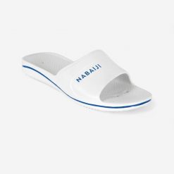Klapki basenowe męskie Nabaiji 100 Plus. Białe klapki męskie Decathlon, z materiału. Za 49.99 zł.