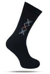 Ciepłe Wełniane Skarpetki Zimowe - Granat, Wzór Geometryczny. Niebieskie skarpety męskie His Story, bez wzorów, z elastanu. Za 39.99 zł.