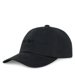 Czapka z daszkiem Emporio Armani. Niebieskie czapki i kapelusze damskie Emporio Armani, bez wzorów. Za 249.99 zł.
