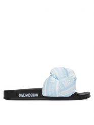 LOVE MOSCHINO Klapki JA28312G0OIW370A Niebieski jasny. Niebieskie klapki damskie Love Moschino, bez wzorów, z materiału, bez obcasa. Za 679.99 zł.