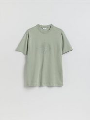 T-shirt regular z nadrukiem - jasnoturkusowy. Niebieskie t-shirty męskie Reserved, l, bez wzorów, z bawełny, bez kołnierzyka. Za 69.99 zł.