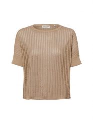 Marc O'Polo koszulka z dzianiny z zawartością lnu Kobiety Bawełna beżowy, XS. Brązowe t-shirty damskie Marc O'Polo, xs, bez wzorów, z bawełny, eleganckie, bez kołnierzyka. Za 379.95 zł.