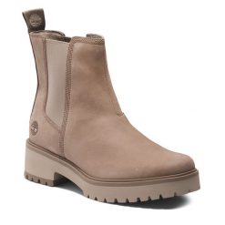 Sztyblety Timberland. Brązowe botki damskie Timberland, bez obcasa, na płaskiej podeszwie, bez zapięcia. Za 589.99 zł.