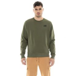 Bluza z bawełna z kaptur na trening na co dzień. Zielone bluzy męskie LEONE 1947 APPAREL, bez wzorów, z bawełny, bez kaptura. W wyprzedaży za 147.35 zł.