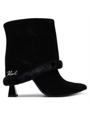 KARL LAGERFELD Botki Debutante KL32052 Czarny. Czarne botki damskie KARL LAGERFELD, ze skóry, bez obcasa, na słupku, bez zapięcia. Za 1,059.00 zł.