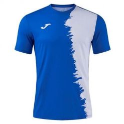 Koszulka treningowa męska Joma Pichasio. Niebieskie koszulki sportowe męskie Joma, l, bez wzorów, z materiału, bez kołnierzyka, bez ramiączek, na fitness i siłownię. Za 229.00 zł.