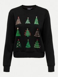 ONLY Bluza Yda Xmas 15270956 Czarny Regular Fit. Czarne bluzy damskie Only, s, bez wzorów, z syntetyku, bez kaptura. Za 89.99 zł.