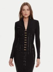 Elisabetta Franchi Marynarka GI-182-57E2-V590 Czarny Slim Fit. Czarne żakiety damskie Elisabetta Franchi, bez wzorów, z syntetyku. Za 2,559.00 zł.