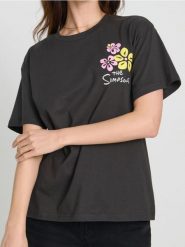 Bawełniana koszulka loose fit The Simpsons - szary. Szare t-shirty damskie Sinsay, l, bez wzorów, z bawełny, bez kołnierzyka. W wyprzedaży za 24.99 zł.