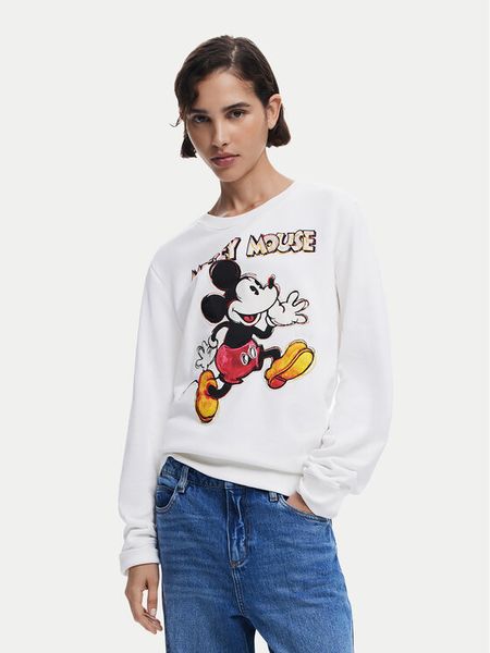 Desigual Bluza Avery Mickey 25SWSK45 Écru Regular Fit. Białe bluzy damskie Desigual, l, bez wzorów, z bawełny, bez kaptura. Za 219.99 zł.