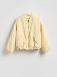 Kurtka bomber - jasnożółty. Żółte kurtki damskie Reserved, l, bez wzorów, z tkaniny, bez kaptura. Za 199.99 zł.