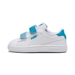Sneakersy dla dziewczynek Puma Smash 3.0 L Glitter. Białe buty sportowe dziewczęce Puma, bez wzorów, bez zapięcia, na jogę i pilates. Za 290.00 zł.