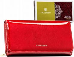 Peterson Elegancki, Skórzany Portfel Damski Na Zamek I Zatrzask. Portfele damskie Peterson, bez wzorów. Za 268.30 zł.