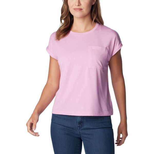 Koszulka damska Columbia Boundless Trek z krótkim rękawem. Czerwone t-shirty damskie Columbia, l, bez wzorów, z elastanu, bez kołnierzyka. Za 147.00 zł.