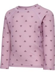 Hummel Swim Tee hmlMINI BEE AOP SWIM T-SHIRT L/S — ochrona UV40+. Fioletowe t-shirty i topy dla dziewczynek Hummel, bez wzorów, z elastanu, bez ramiączek. Za 191.00 zł.