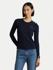 LAUREN RALPH LAUREN Sweter 200P14039002 Granatowy Regular Fit. Niebieskie swetry damskie Lauren Ralph Lauren, xs, bez wzorów, z wiskozy, bez kołnierzyka, bez ramiączek, bez kaptura. Za 859.99 zł.