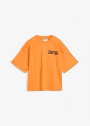 Bluzka oversize z czystej bawełny organicznej. Brązowe bluzki damskie bonprix, bez wzorów, z bawełny, bez kołnierzyka, bez ramiączek. Za 62.99 zł.