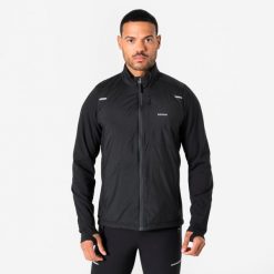 Bluza do biegania męska Kiprun Run Flow Warm ocieplana. Czarne bluzy męskie KIPRUN, l, bez wzorów, z materiału, bez kaptura, do biegania. Za 219.99 zł.